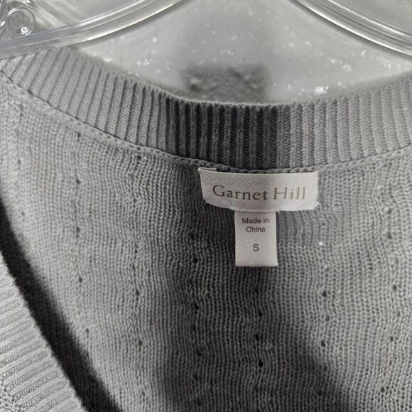 Garnet Hill Womens Size Sm Sweater Knit Vneck Half Sleeve Pullover Gray green - Picture 4 of 8